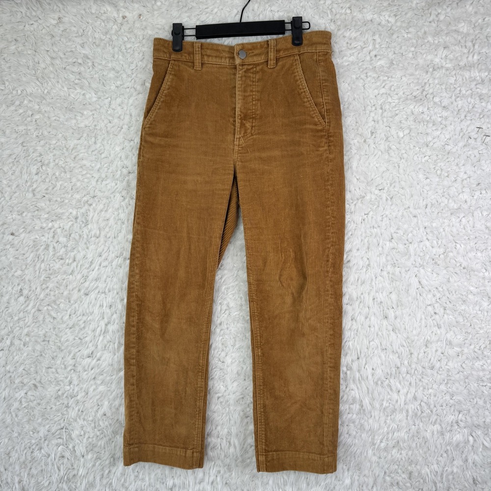 Everlane Pants Womens Size 2 Brown Corduroy Cropped Straight Stretch Pockets Zip